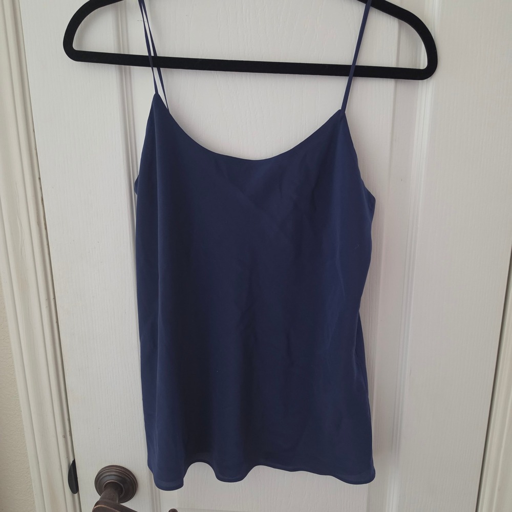 Club Monaco Navy Blue 100% Silk Camisole Spaghetti Strap Tank Top XS